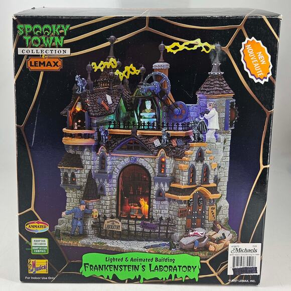 Lemax Spooky Town Frankenstein's Laboratory Retired Halloween 2007 #75501 - Picture 1 of 7